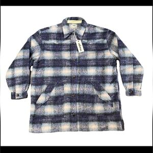 NWT Wrangler Purple Plaid Wool Blend Oversized Western Jacket Womens Large